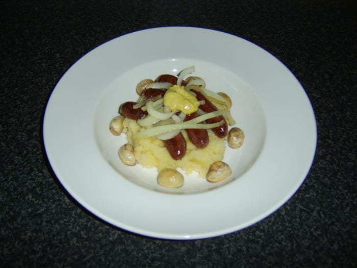 A spoonful of English mustard provides the perfect finishing touch to this hearty bangers and mash recipe
