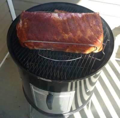 This picture was taken this morning when I started, and at the end I'll show my ribs after a long, low-temp smoking.