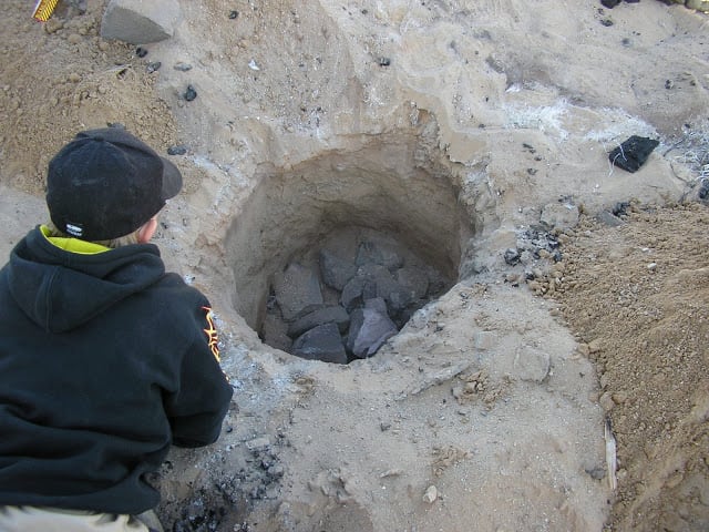 The size of your hole, or "pit," will depend on the size of your bird.