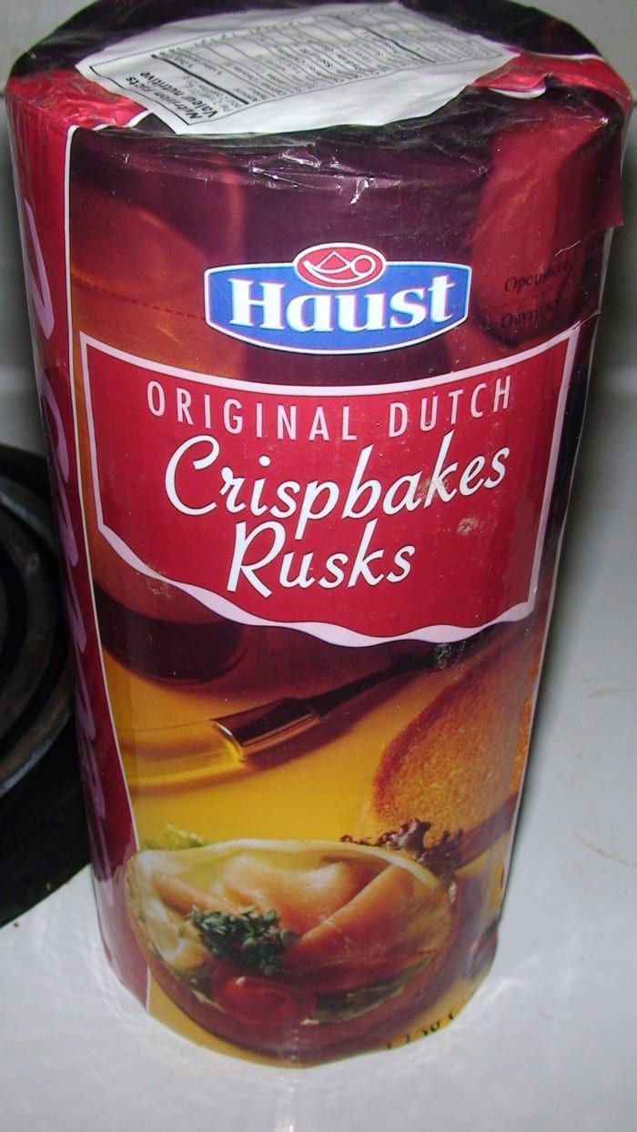 I have included ingredients perhaps unfamiliar to some. Rusks I have found in my local grocery store as well as my local Dutch grocer.