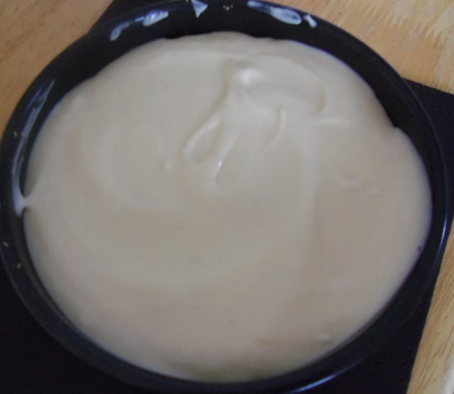 Pour the filling onto the base and put in the refrigerator to set - preferably overnight.