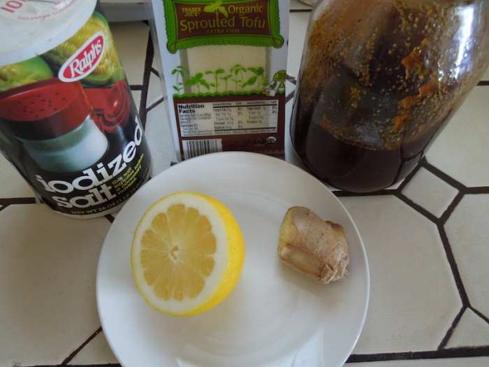 ingredients for tofu-ginger salad dressing for broccoli salad