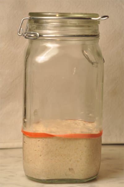 Leaven is made with a small "seeding" of flour and water with the mature starter.