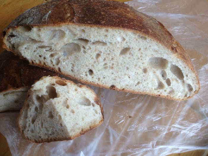 One of 2 loaves I baked for a friend. Tried out the 8 point structural shaping method in Dan Lepard's book. Don't think I did it particularly well. Image: © Francoise Garnier