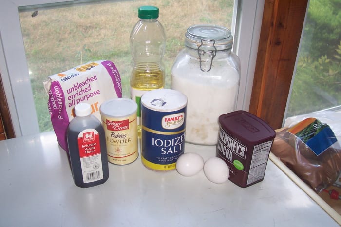 Assemble all of the ingredients prior to measuring and mixing. You don't want to discover you're out of eggs halfway through this.
