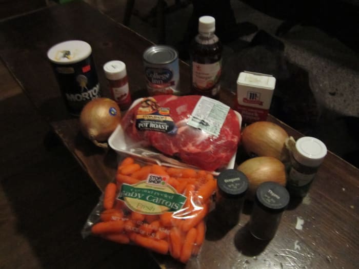 These are the raw ingredients for my American pot roast recipe. The ingredients were purchased fresh from the local super market.
