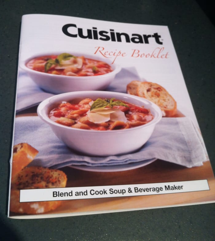 The recipe booklet that comes with the Cuisinart Blend and Cook Soup & Beverage Maker contains lots of healthy and delicious recipes.