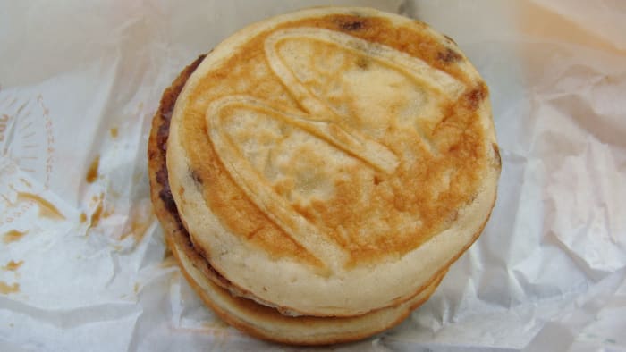 Could you imagine swapping out this sausage patty for a piece of chicken to create the delicious chicken mcgriddle?