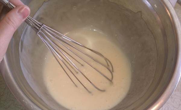To make your own dressing from scratch, combine mayo with sugar and vinegar, and whisk until the sugar is completely dissolved.