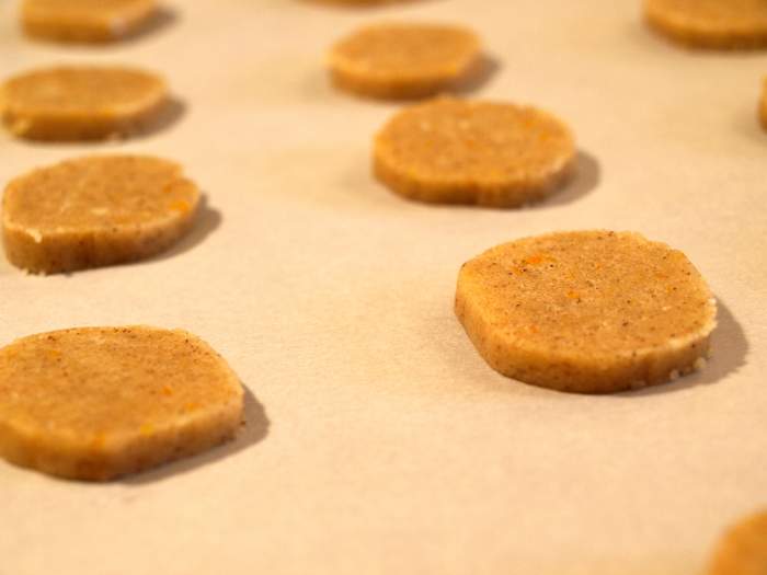 Nice even slices make a perfect cookie! Be careful not to leave them in the oven too long. They burn very quickly.