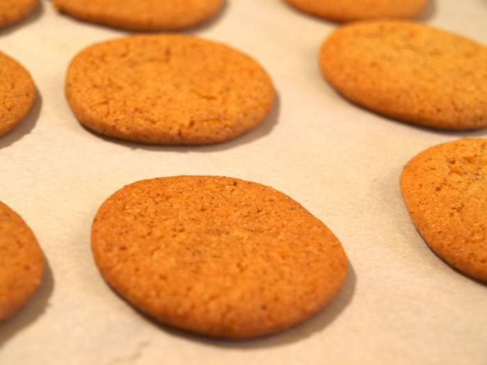 Orange-spice tea cookies fresh from the oven. For that perfect crisp texture, make sure to let them cool before you try them.