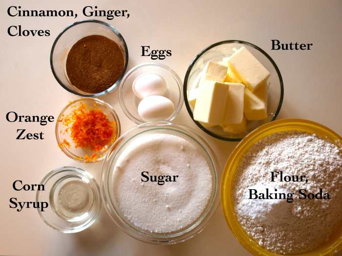 Ingredients for orange-spice tea cookies. I doubled the recipe because I needed a large amount of cookies.