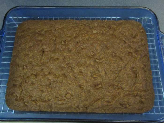 The finished brownies, ready to be topped with powdered sugar or frosting—or be eaten straight out of the pan!