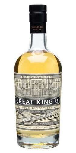 Great King Street - Compass Box Whisky - Artist's Blend. This whisky is a great crowd-pleaser that offers delicious complexity for a very reasonable price. Suitable for both beginners and connoisseurs alike, it offers a rich and fruity experience.
