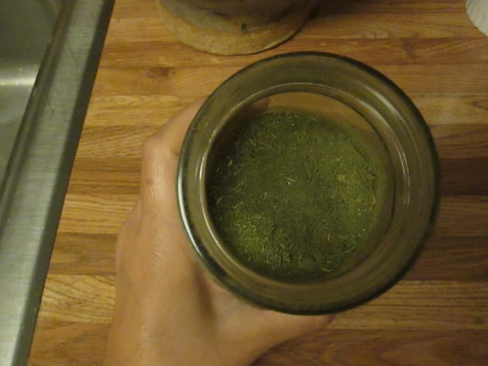 The texture of the finely ground rosemary and Greek oregano was not uniform since I pulsed some batches more than others.