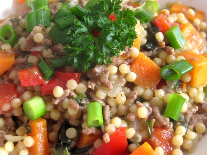 A beautiful couscous meal - packed with flavour, meat and vegetables. Notice how I like my carrots slightly underdone? These preserve flavour and nutrition.