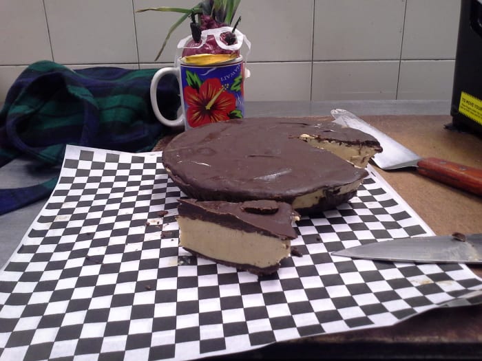 Chocolate top and bottom and all around. except for the piece that stuck to the pan, another sigh.
