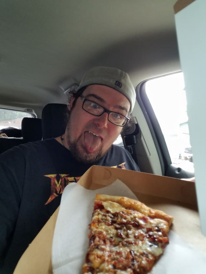 Dante's Pizzeria serves up some original pies like this slice Ham, Bacon, Sausage BBQ pizza...delicious!
