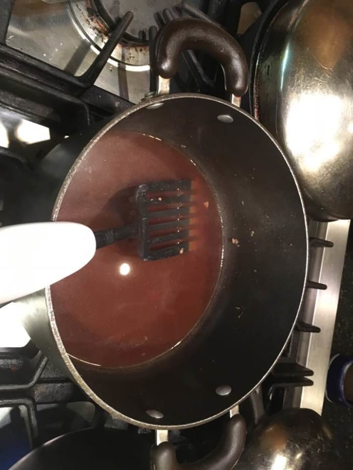 Pour into a large casserole dish or frying pan (provided it has suitably high walls), whatever you have that is widest. Heat to a boil by high heat.