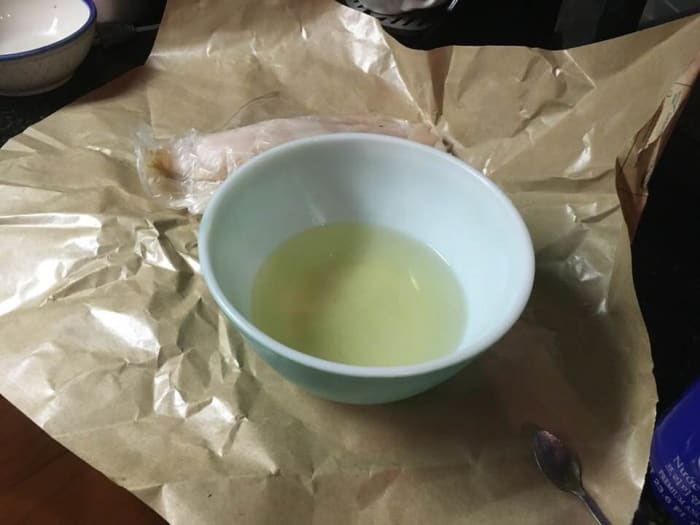 Combine together the white wine, sake, soy sauce, chicken sauce, fish sauce, soy sauce, and sugar, in a bowl. Mix well.