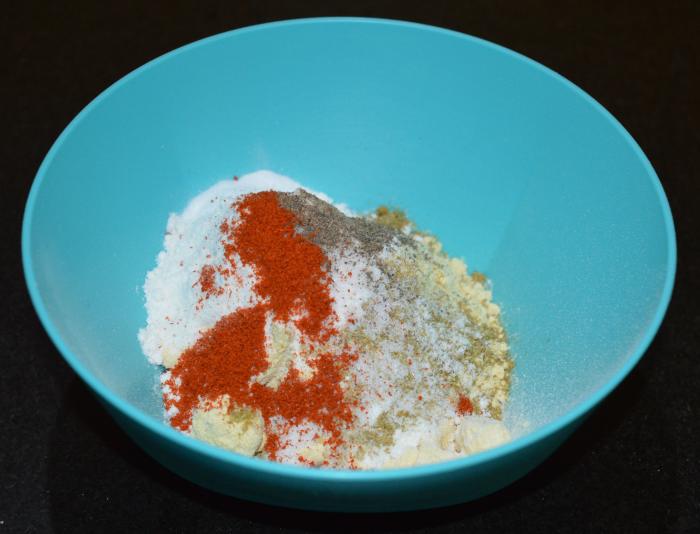 Step two: Add all the ingredients as per list to a mixing bowl. Prepare a moderately thin batter by adding enough water.