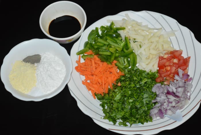 Step one: Keep ready all the ingredients. In a large mixing bowl, add all the ingredients as per instructions.