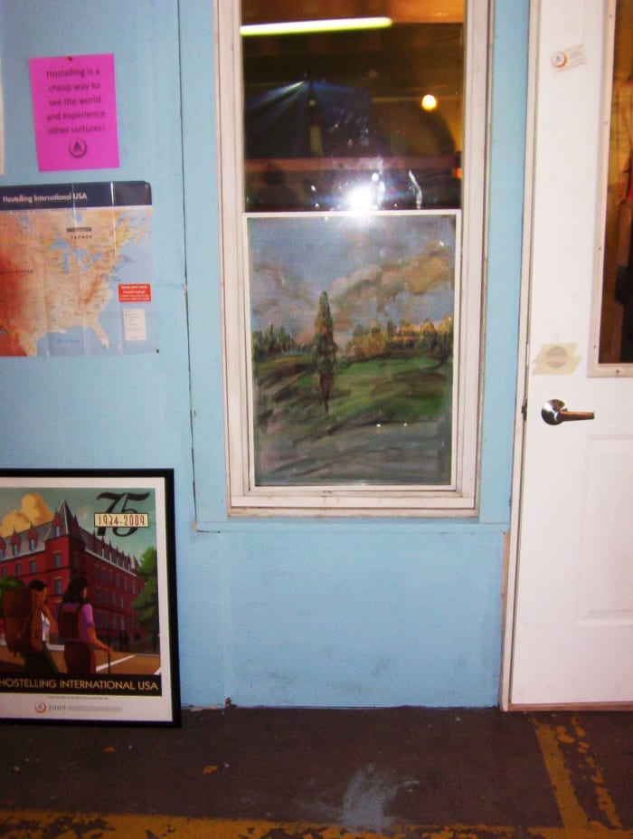 Walking around Art Scape with a window screen was a pain in the butt. Fortunately, a gentleman admired it and was happy to take it off my hands and add it to his display.