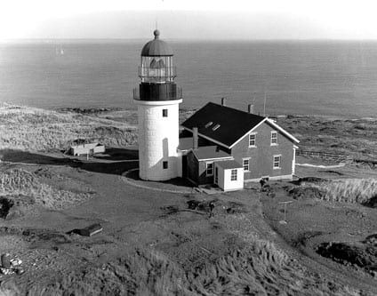 The Sequin Island Light at the mouth of the Kennebec River still employs a Fresnel lens.