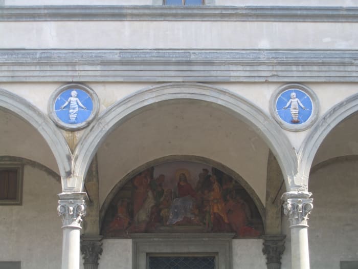 Details from the Ospedale degli Innocenti (the Foundling Hospital) designed by Brunelleschi.