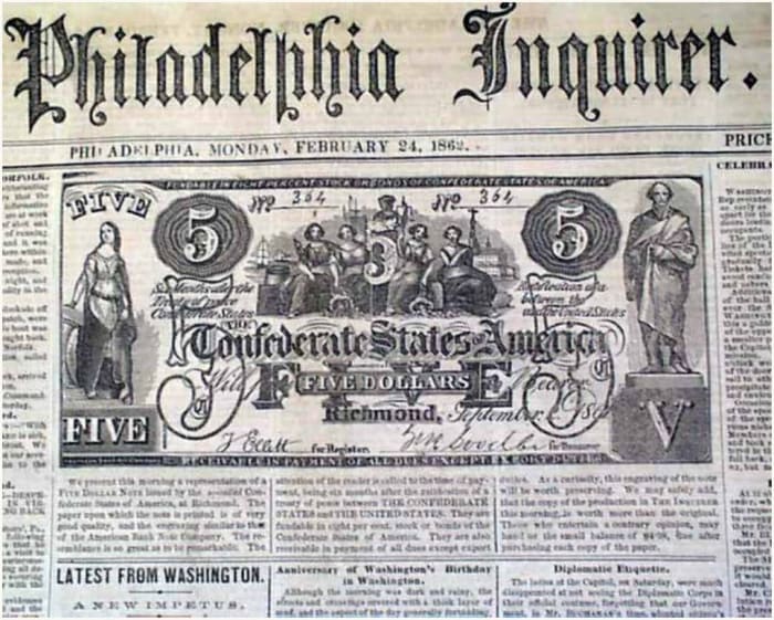 Philadelphia Inquirer front page, February 24, 1862