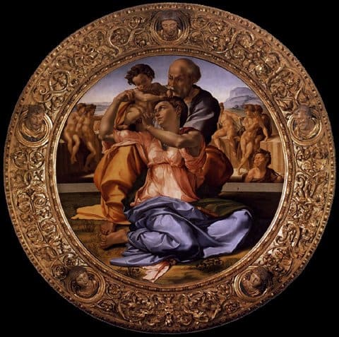 The Tondo Doni is still in its original frame, probably designed by Michelangelo himself and carved by skilled engravers (the Del Tasso)