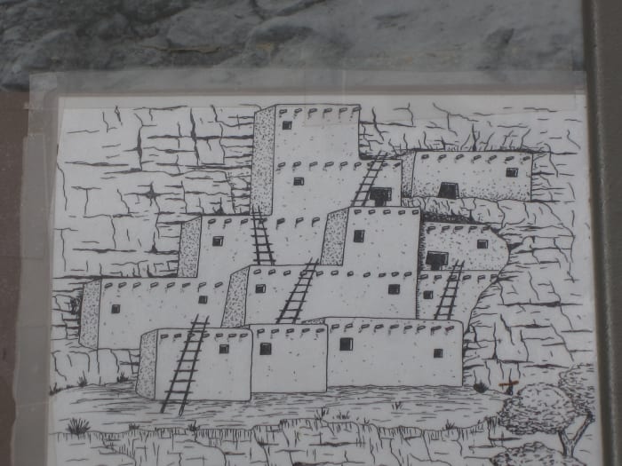 Artist Rendering of Castle A that was built against the cliff wall just to the west of Montezuma Castle