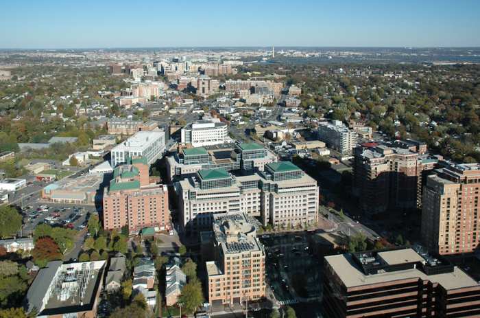 "Transit Oriented Development" at work. In Arlington Virginia, take note of the straight route development following WMATA Washington DC Metro Line Orange.