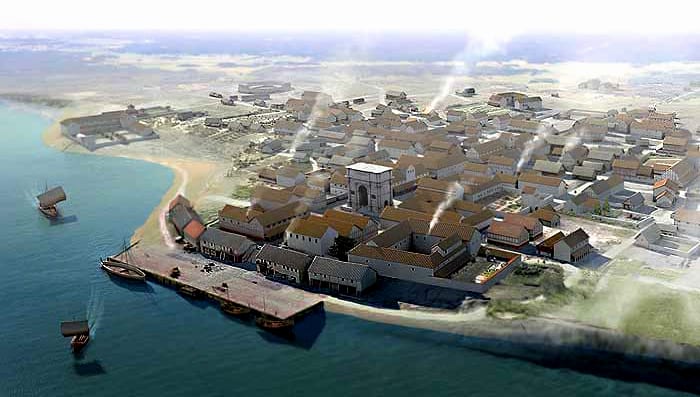 Artist's impression of how Rutupiae / Richborough may have looked during its heyday in the 2nd century AD