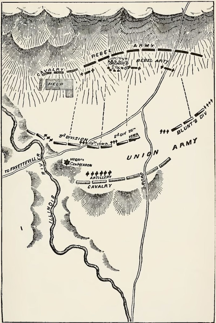 Hindman had hoped he could draw the Union troops in at Prairie Grove. If Blunt's Kansas Division hadn't shown up at a critical point in the battle Herron's worn out Missouri Divisions might have been defeated.
