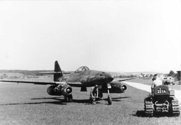 The Messerschmitt me262 the first operational jet fighter used by the Luftwaffe late in the Second World War to few were produced to make a difference in the war.