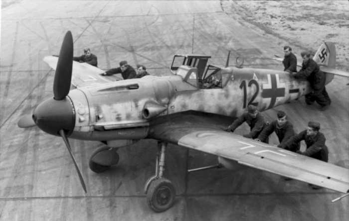 Messerschmitt BF109 ready for take-off armed with 20mm cannons it was one of the most deadly planes in the skies.