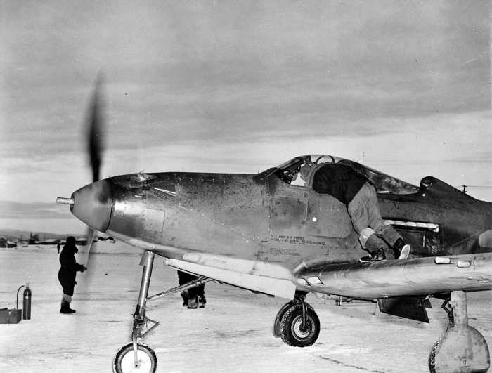Part of lend lease from America Pokryshkin flew the Bell P-39 Airacobra early in the war, the 37mm cannon in its nose made it a favorite of Soviet pilots.