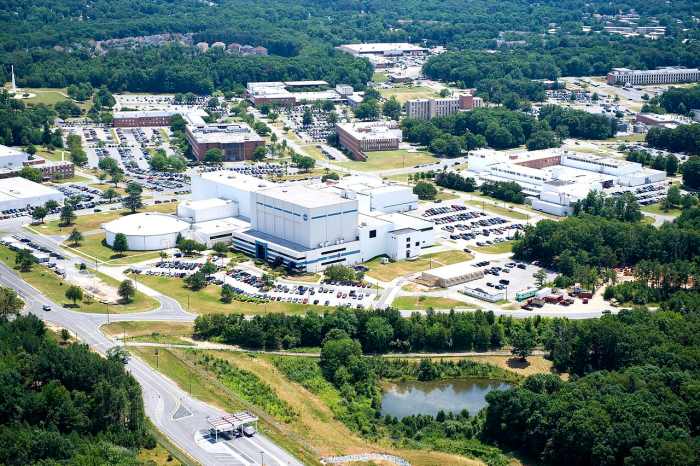 Aerial view of NASA Goddard Space Flight Center in Greenbelt, Maryland. Founded in 1959 and named after Robert Goddard.
