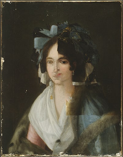 Long thought to be an original Goya this turned out to be a forgery with an earlier painting underneath. Conservators left the original on the left and the forgery on the right.