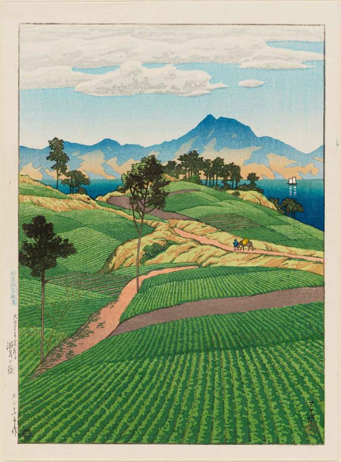 A picture of the Japanese countryside by Hasui Kawase , an image which was constructed and utilized.