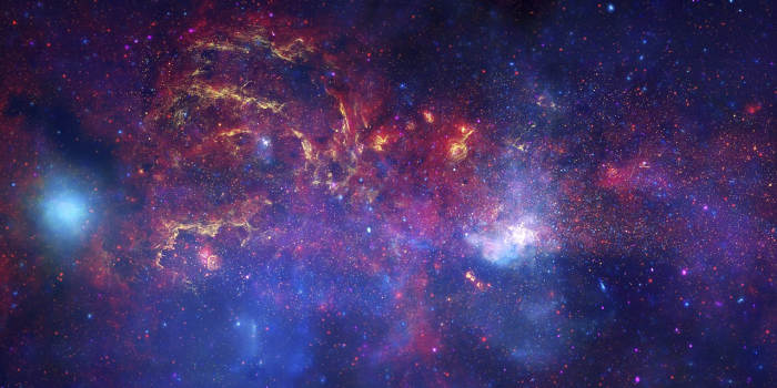 A composite image of the central area of the Milky Way galaxy