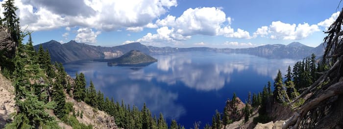 Though not a supervolcano, Crater Lake NP in the Oregon is a good example of a caldera that filled up with water