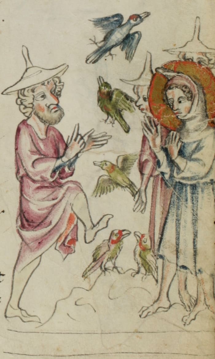 This illustration depicts one far-reaching legend from the Infancy Gospel of Thomas where Jesus causes clay (or mud) birds to come to life.