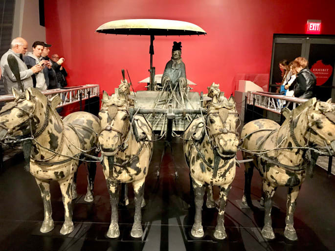 A reproduction of one of the most intricate figures in the tomb. It depicts the caravan carrying the deceased emperor. The original is made of bronze.