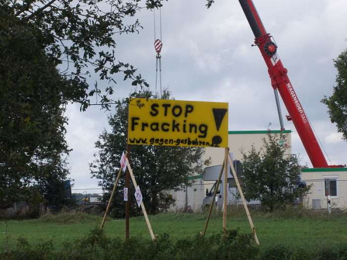 Anti-fracking sign.