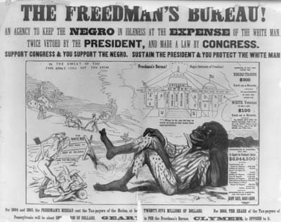 One in a series of racist posters used by the Democratic party, attacking Radical Republicans on the issue of black suffrage, issued during the Pennsylvania gubernatorial election of 1866.