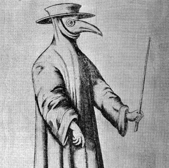 Plague doctors wore the bird beak mask to protect them from the bad smell of the dead. It was first believed that the smell caused the disease unfortunately the mask did not save the doctors.