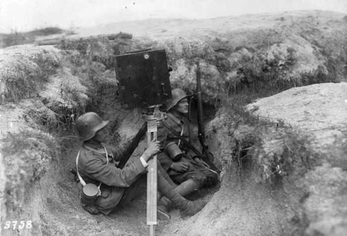 German film crew in action on the Western Front, World War I was the first war ever filmed in the history of warfare.