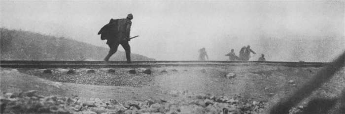 French infantry attacking a rail junction which was vital to supporting troops on the battlefield.